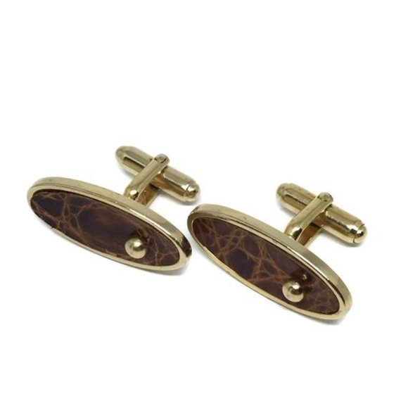 Leather Cufflinks, Vintage Cufflinks Mens Cufflink - Picture 10 of 10